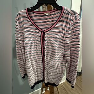 Talbots, pink blue and white cardigan